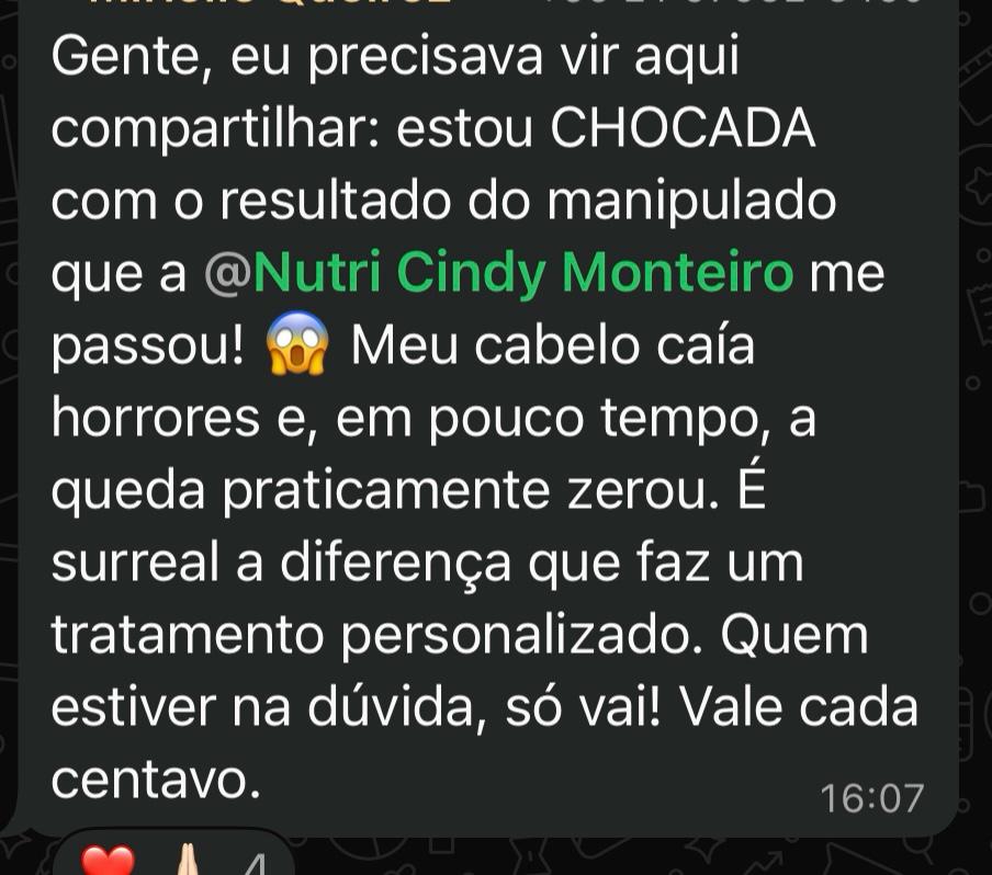 Depoimento de aluna sobre a redução da queda